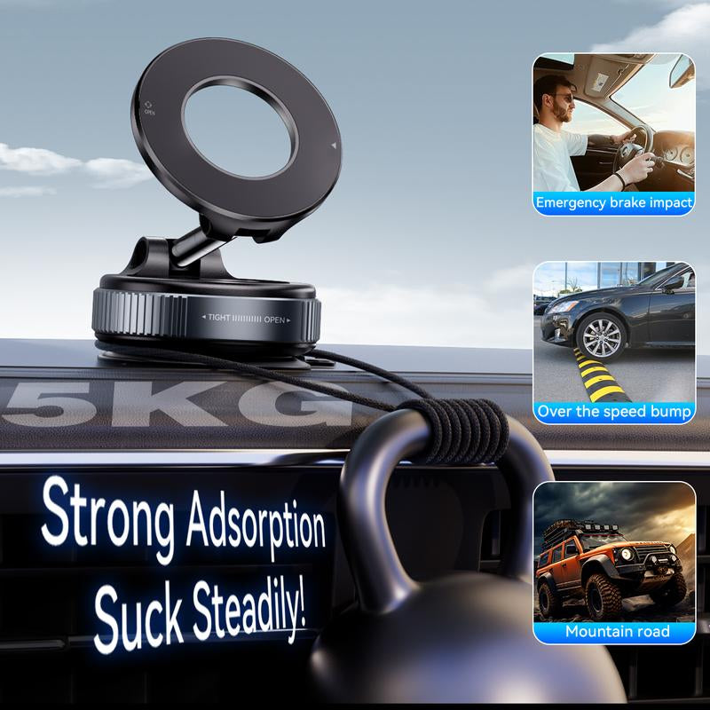 Upgraded Magnetic Phone Holder,Unpowered Version 360° Rotatable Adjustable and Foldable Magnetic & Vacuum Adsorption Car Holder, No Noise for Iphone & Android