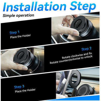 Upgraded Magnetic Phone Holder,Unpowered Version 360° Rotatable Adjustable and Foldable Magnetic & Vacuum Adsorption Car Holder, No Noise for Iphone & Android